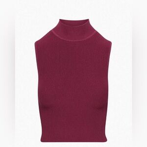 Aritzia Babaton Sculpt Knit Mockneck Halter Top Maroon size S